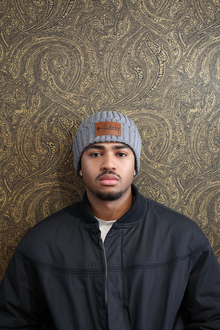 grey ribbed beanie