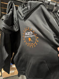 A2D Motorsports black hoodie with orange Stars and State Alaska logo