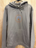 A2D Motorsports sand hoodie with orange Stars and State Alaska logo, hanging