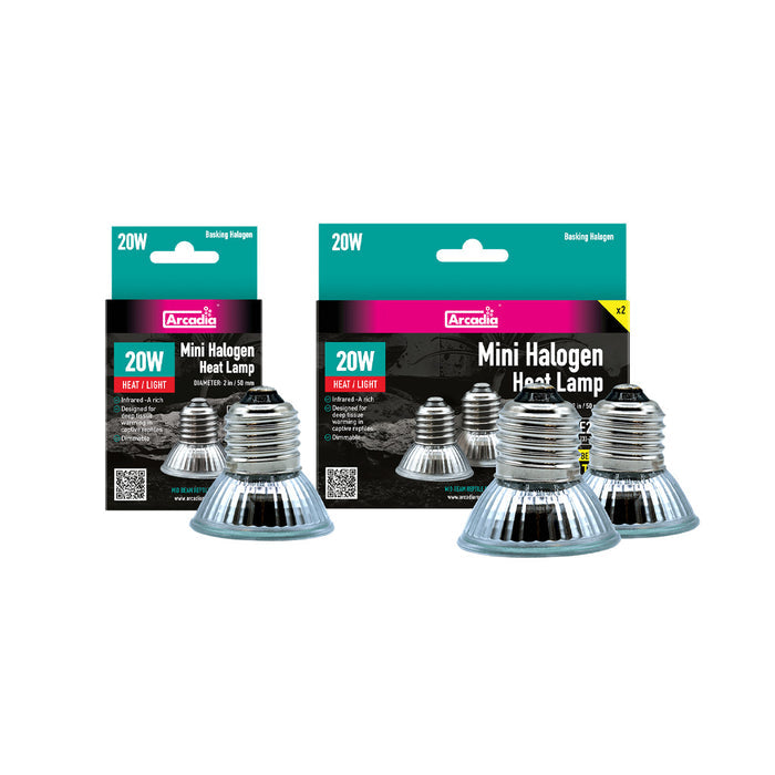 Arcadia Mini Halogen Heat Lamp 20W – Reptile Basking Bulb (E27)