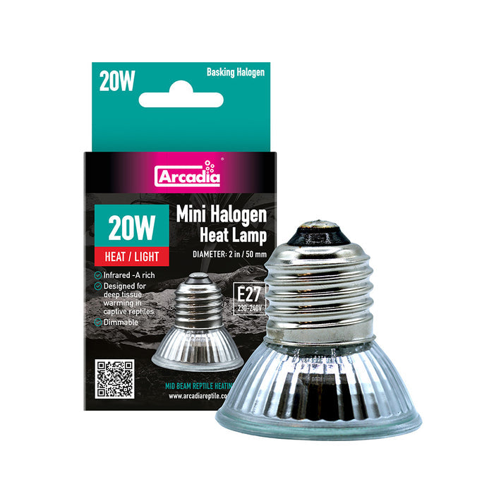 Arcadia Mini Halogen Heat Lamp 20W – Reptile Basking Bulb (E27)