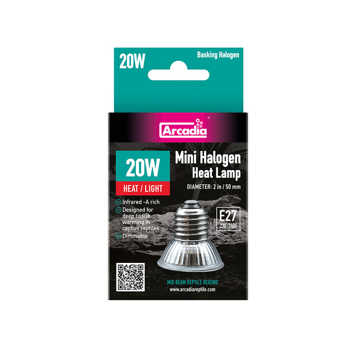 Arcadia Mini Halogen Heat Lamp 20W – Reptile Basking Bulb (E27)
