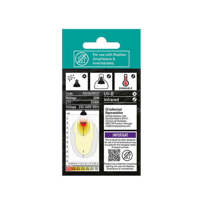 Arcadia Mini Halogen Heat Lamp 20W – Reptile Basking Bulb (E27)