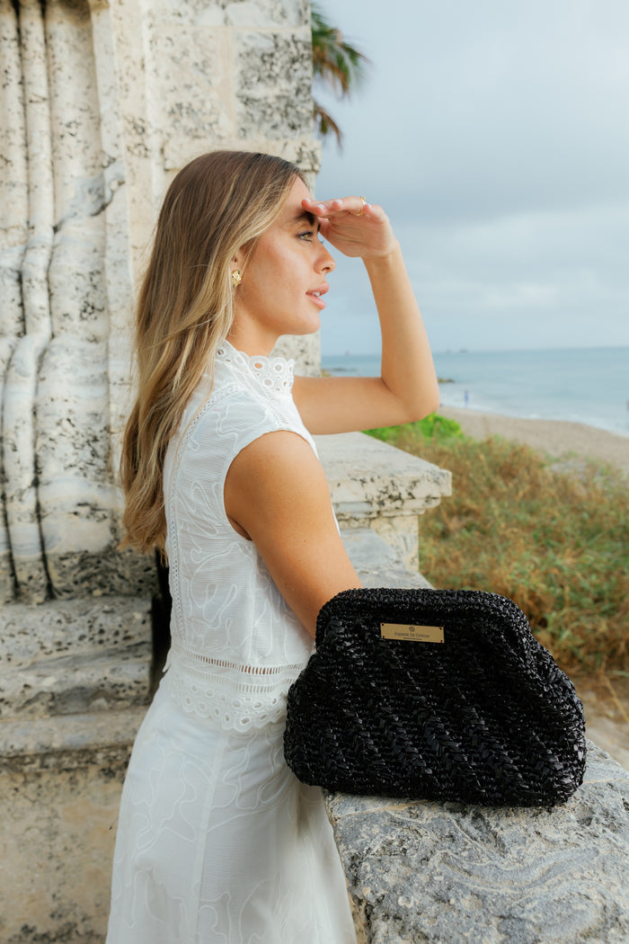 Black Raffia Clutch
