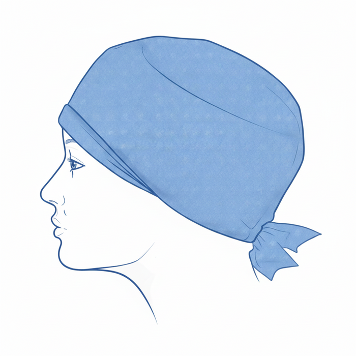 Cappellino chirurgico monouso con lacci in TNT - Blu - Capelli corti (conf. 100 pz.)