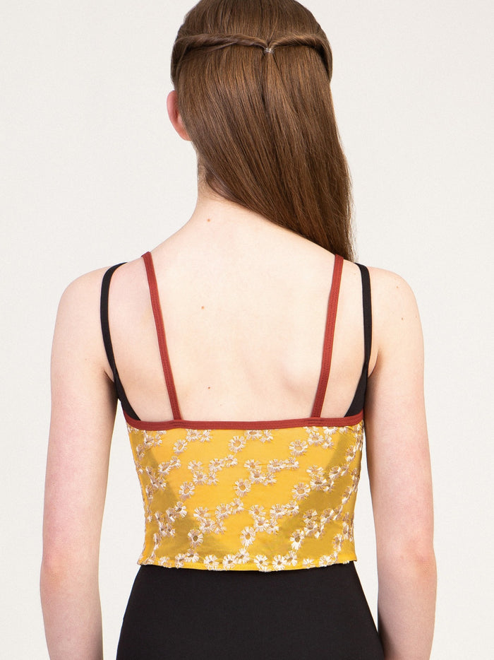Daisy Chain Embroidered Mesh Camisole Top