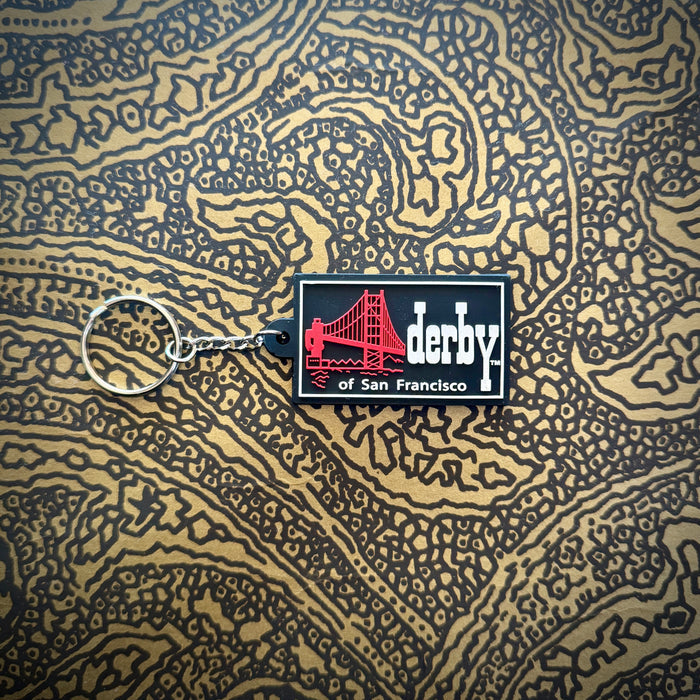 BLACK BACKGROUND, RED BRIDGE , WHITE LETTERS PLASTICS