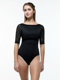 Enchanted Forest Bateau Neck Half Sleeve Leotard