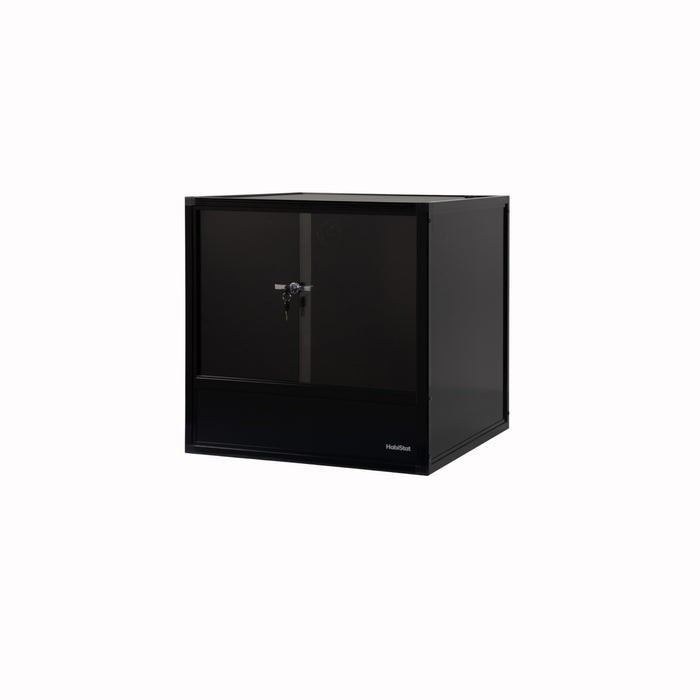 Black HabiStat ProVC 60x60x60cm PVC vivarium three-quarter view