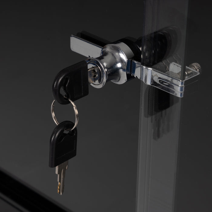 Black HabiStat ProVC 60x60x60cm PVC vivarium sliding-door lock and keys detail