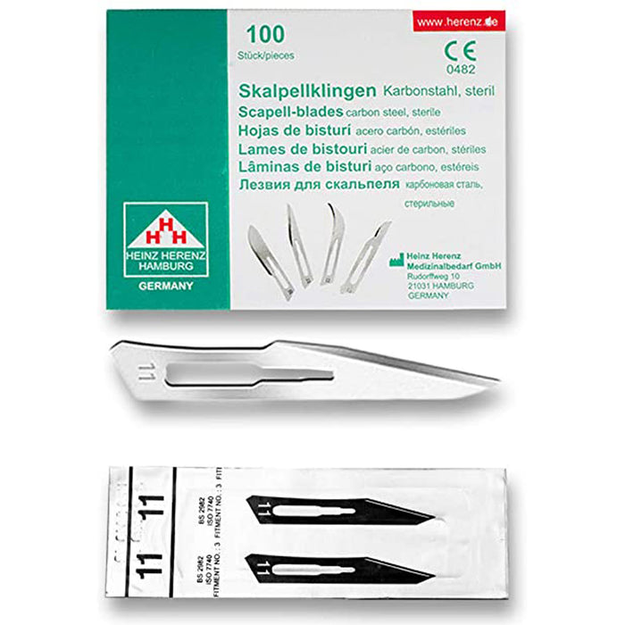 Lame bisturi monouso sterili Heinz Herenz Carbon Steel n.11 (conf. 100 pz.)
