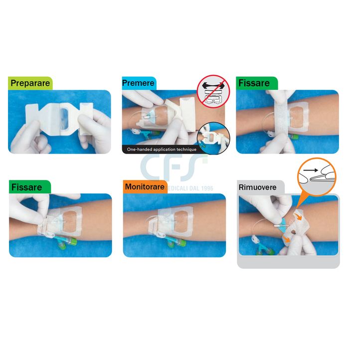 Medicazione adesiva sterile per fissaggio 3M TEGADERM I.V. ADVANCED cm 6,5 x 7 (conf. 100 pz.)