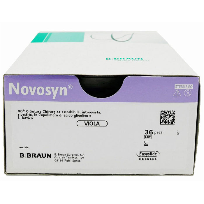 Novosyn suture assorbibili in poliglactina 910, ago 1/2 37mm, USP 1 - filo viola 70cm (conf. 36 pz.)