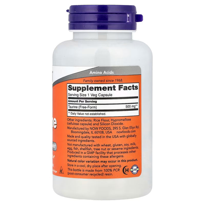 NOW Foods, Taurine, 500 mg, 100 Veg Capsules