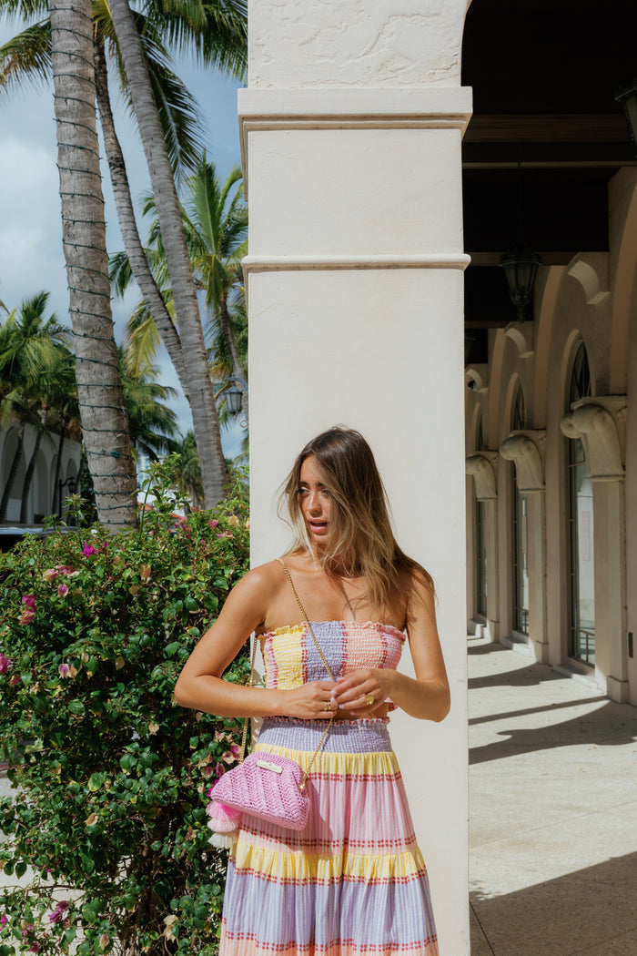 Pink Raffia Clutch