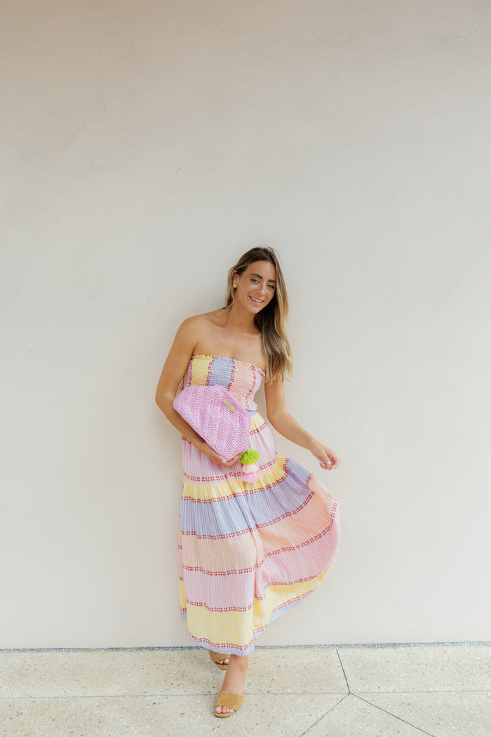Pink Raffia Clutch