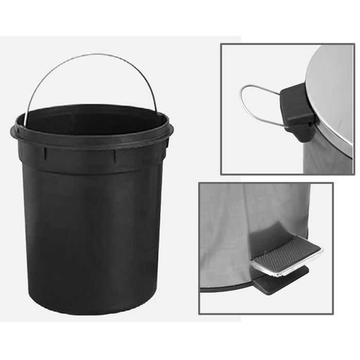 Portarifiuti inox 410 c/ secchiello in plastica - 12 L