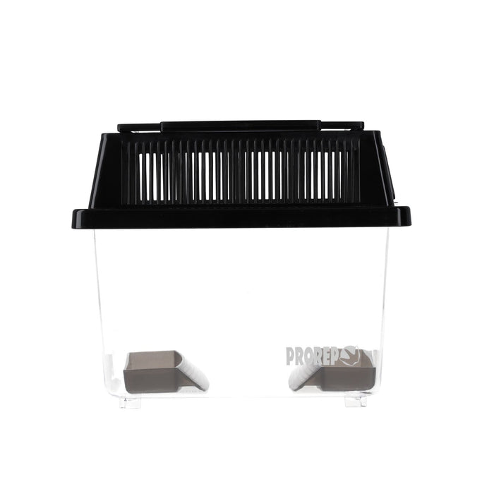 ProRep Cricket Keeper Small showing two removable feeder tubes and two dishes