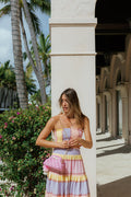 Small - Pink Raffia Clutch
