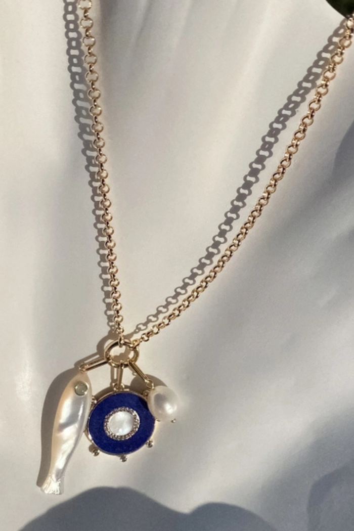Soleil Lapis and Mother of Pearl Charm