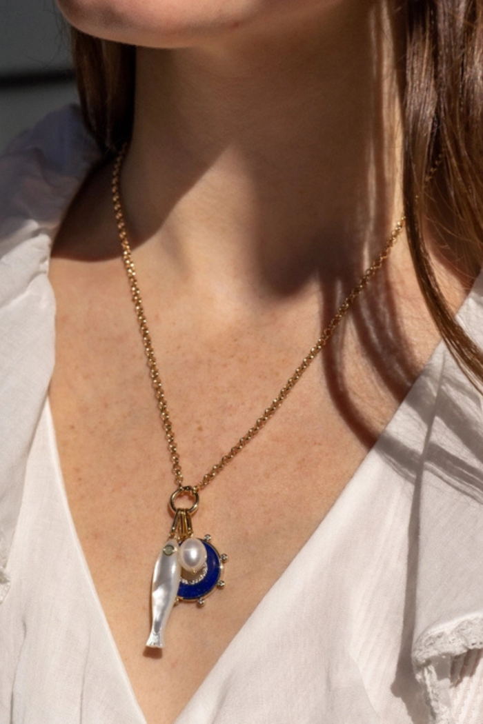 Soleil Lapis and Mother of Pearl Charm