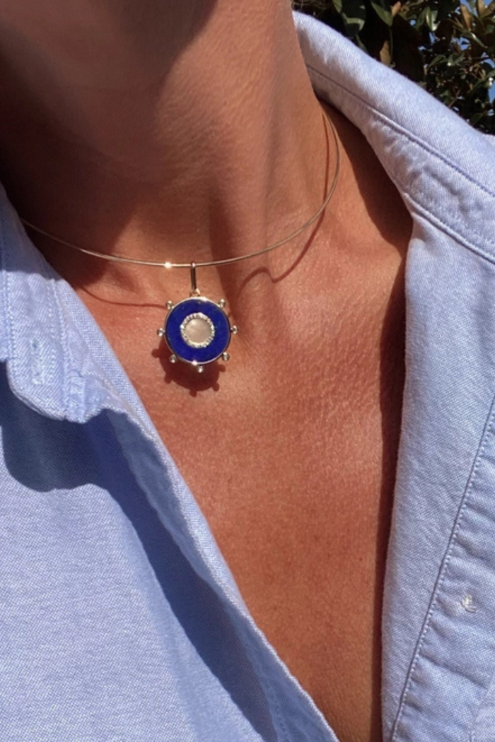 Soleil Lapis and Mother of Pearl Charm