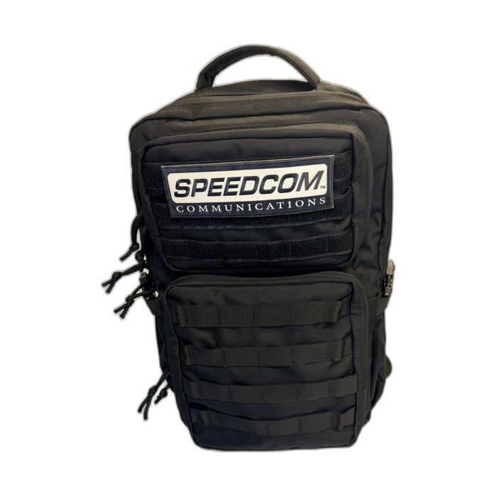 Speedcom Backpack front view with removable Velcro logo patch