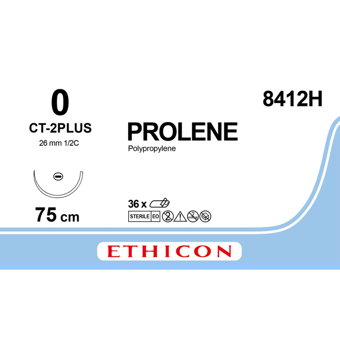 Sutura Ethicon PROLENE BLUE 8412H - 0, Ago 1/2 CT-2PLUS mm 26 - Blu (conf. 36 pz.)