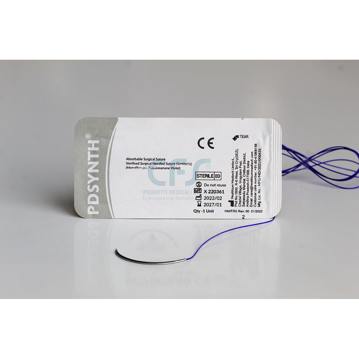 Sutura Healthium PDSYNTH, ago 1/2 40mm, USP 1 - filo viola 90cm (conf. 12 pz.)