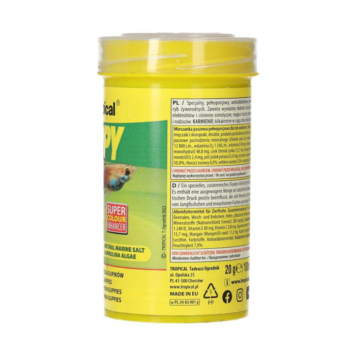 Tropical Guppy fish food product information