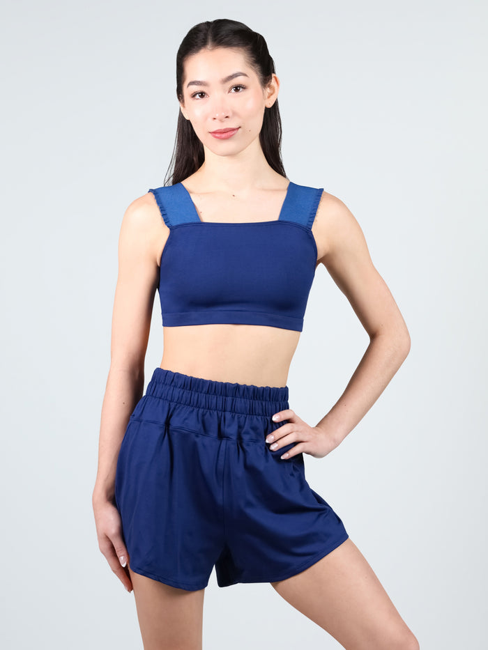 Varsity Ruffle Strap Crop Top