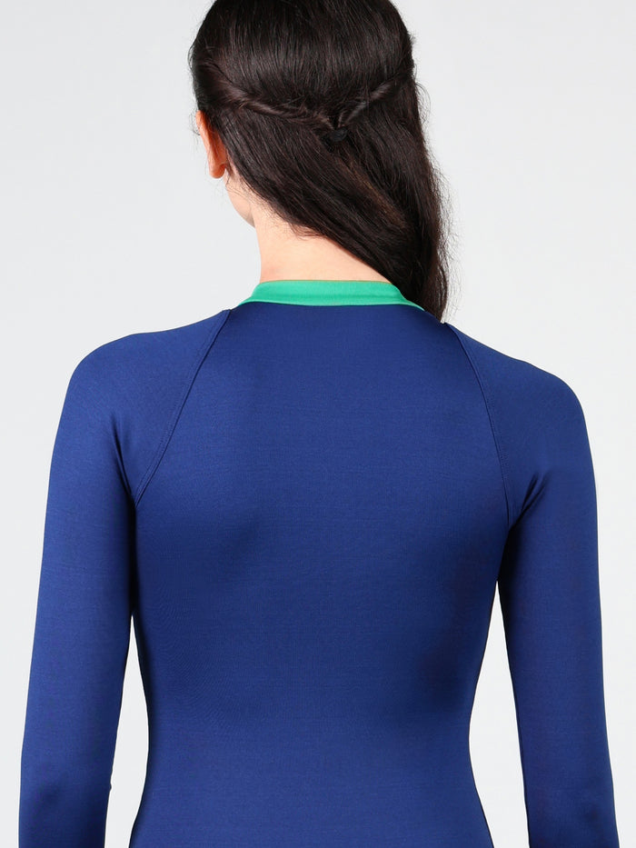 Varsity Zip Front Long Sleeve Leotard
