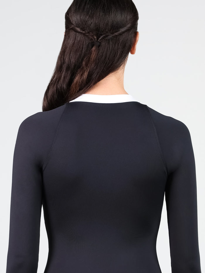 Varsity Zip Front Long Sleeve Leotard
