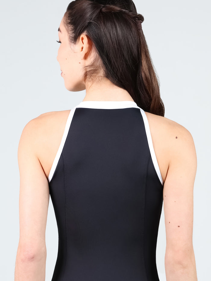 Varsity Zip Front Mock Neck Leotard