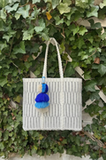 White Navy Mesh Citron Tote
