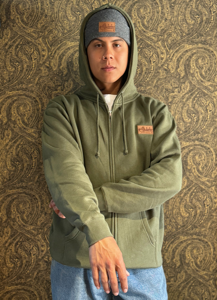 Zip-Up Army Green Hoodie
