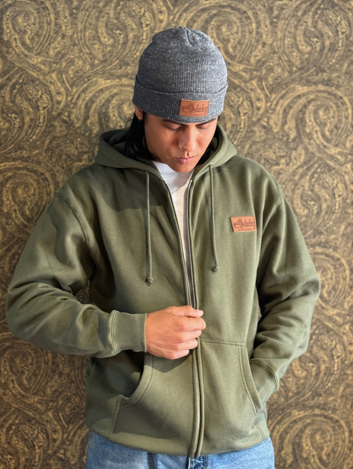 Zip-Up Army Green Hoodie