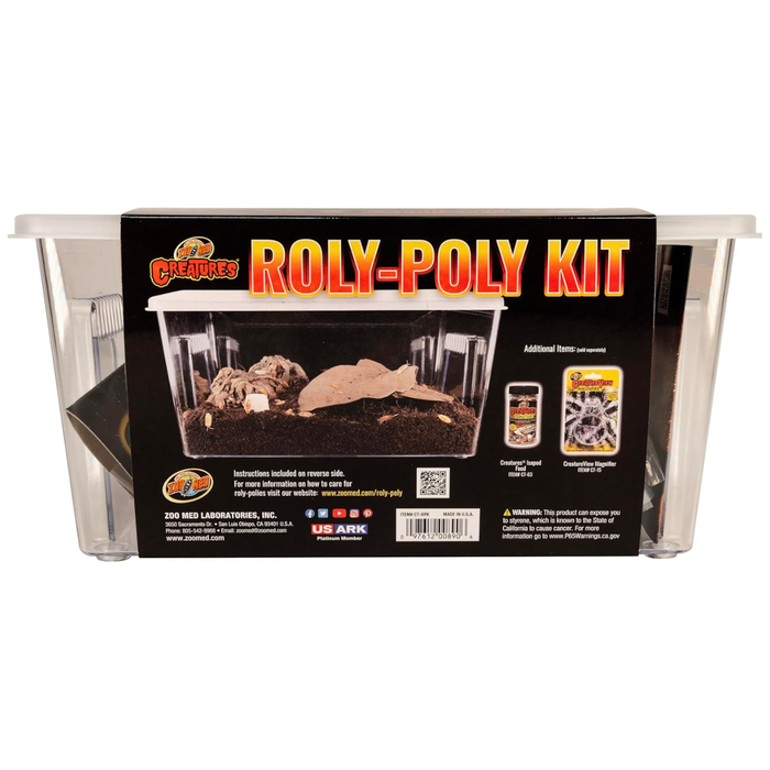 Zoo Med Roly Poly Kit isopod habitat starter kit rear packaging and contents overview